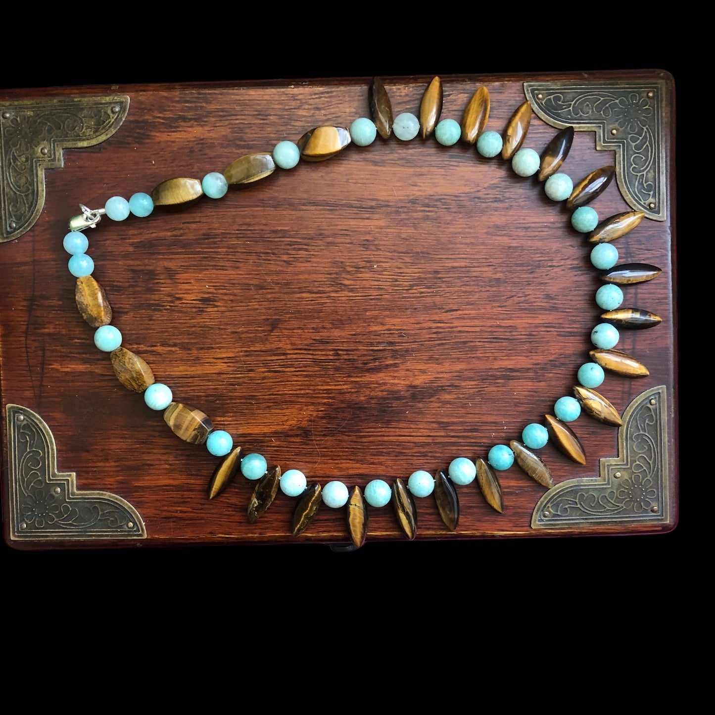 Amazonite and Tiger’s Eye Beaded Necklace