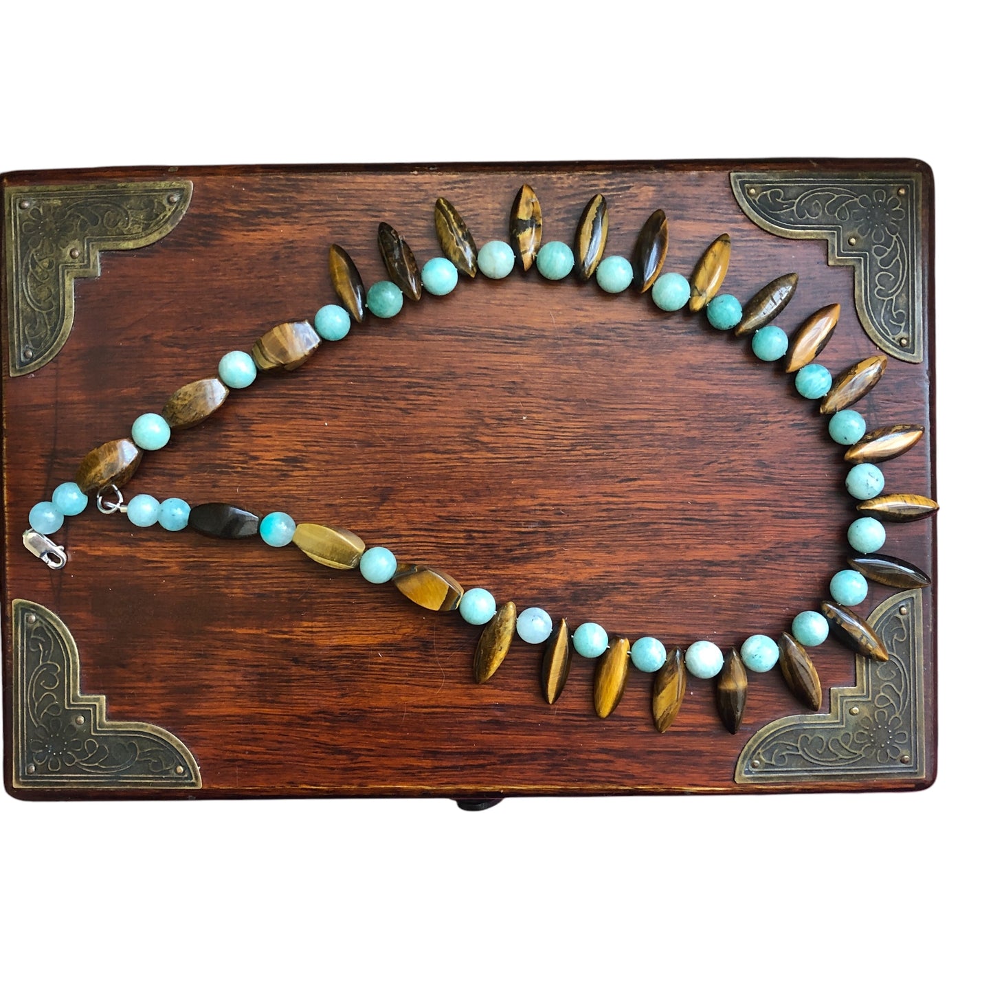 Amazonite and Tiger’s Eye Beaded Necklace