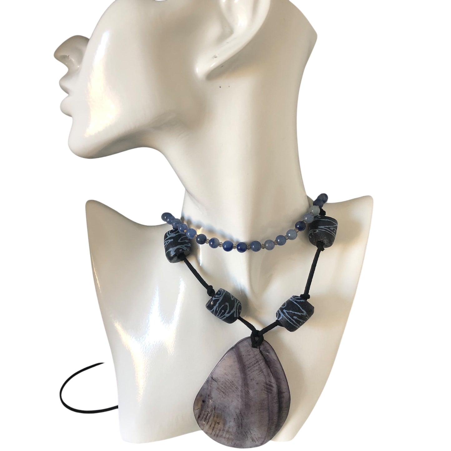 Blue Aventurine and AB Crystals Beaded Choker