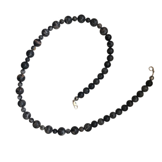 Landscape Jasper and Larvikite Labradorite Beaded Necklace