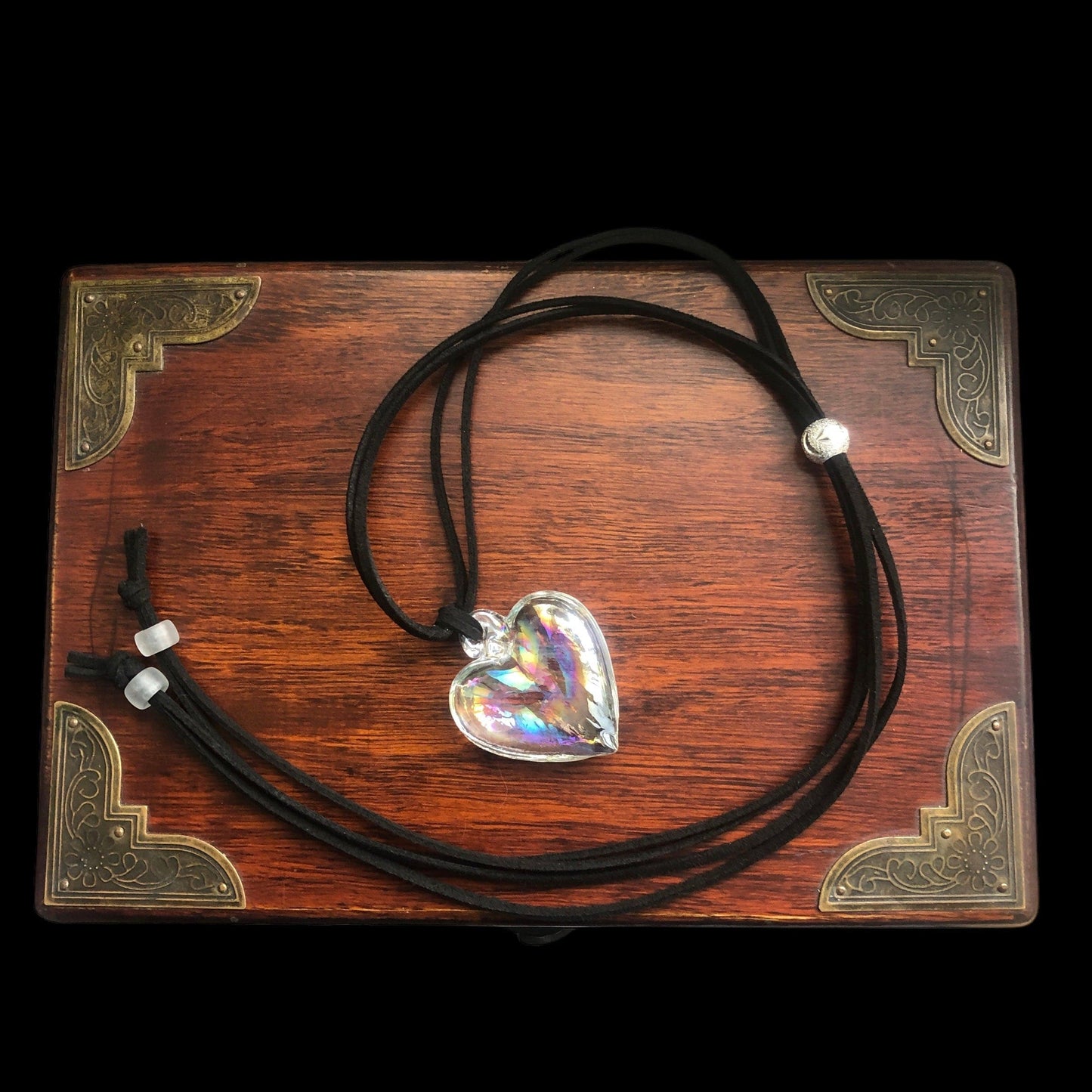 AB Glass Heart Pendant Necklace Silver Chamber Jewellery Store