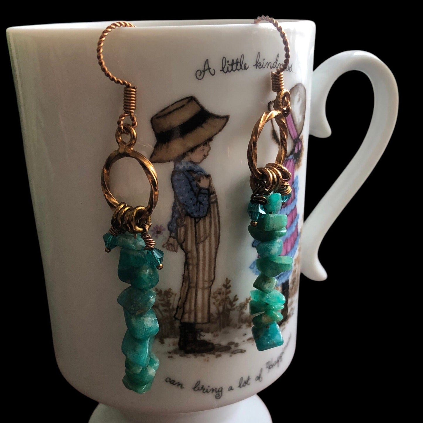 Amazonite Antique Bronze Dangle Earrings Silver Chamber Jewellery Store