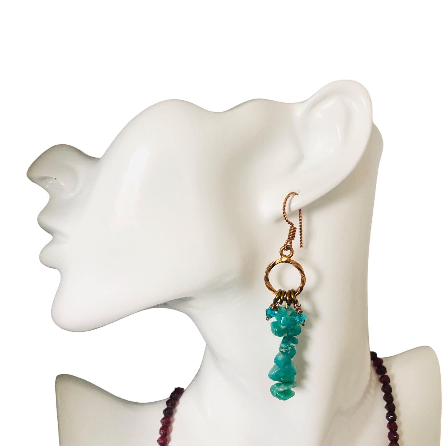 Amazonite Antique Bronze Dangle Earrings Silver Chamber Jewellery Store