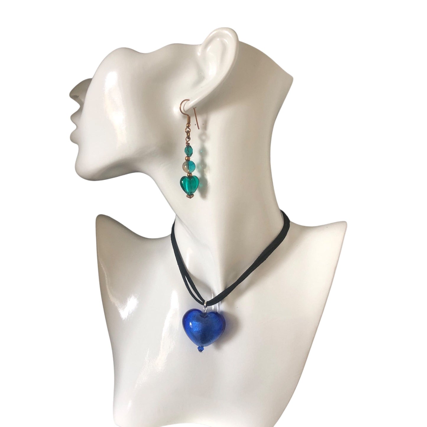 Blue Murano Glass Heart Pendant Necklace Silver Chamber Jewellery Store