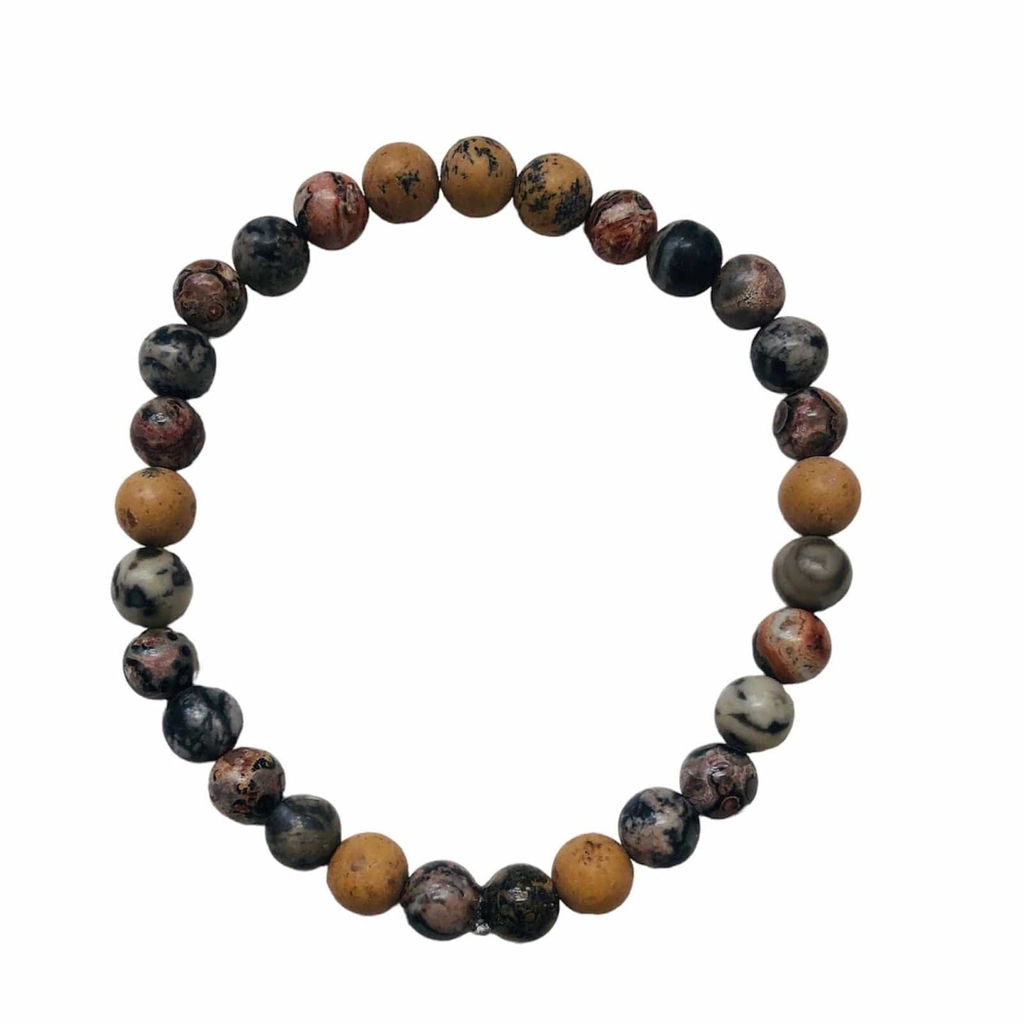 Leopard Skin & Dandelion Jasper Beaded Bracelet Silver Chamber Jewellery Store