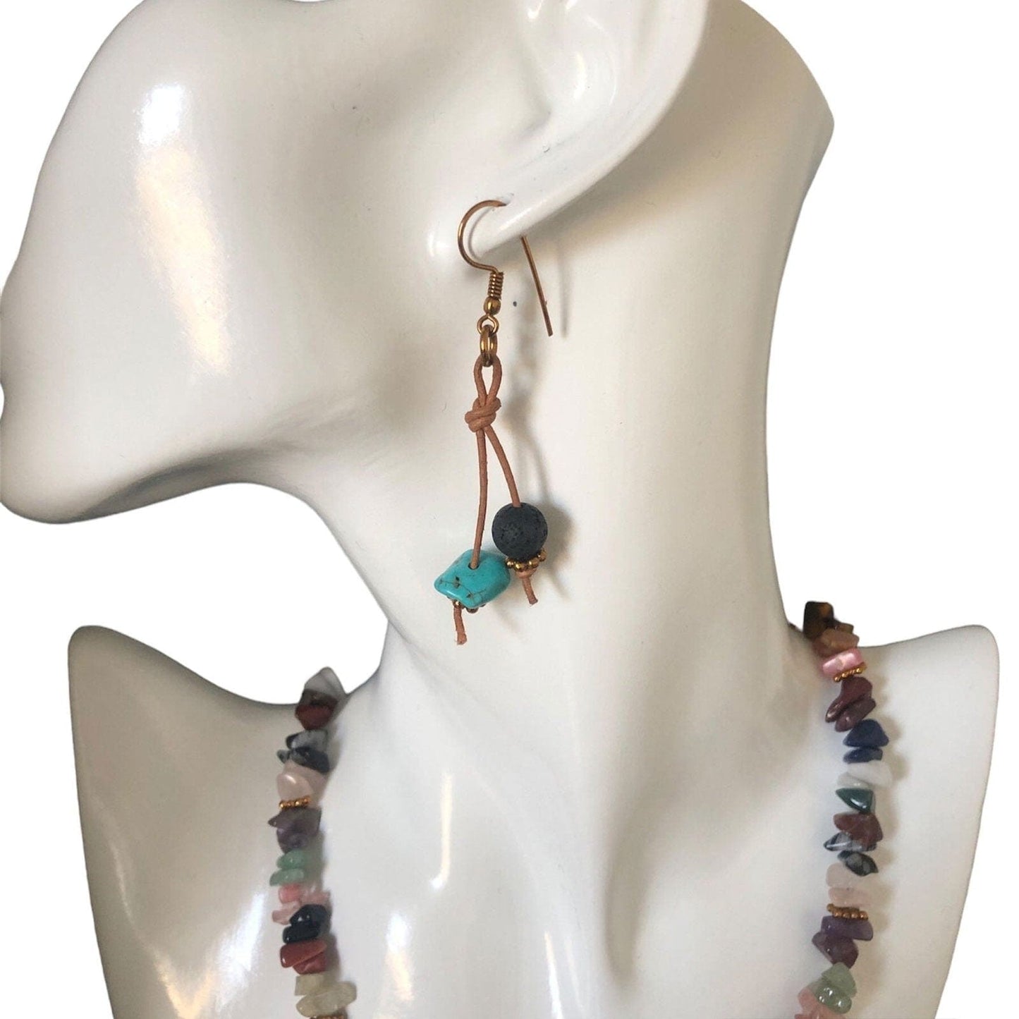 Multi-colour Natural Stones Beaded Necklace Silver Chamber Jewellery Store