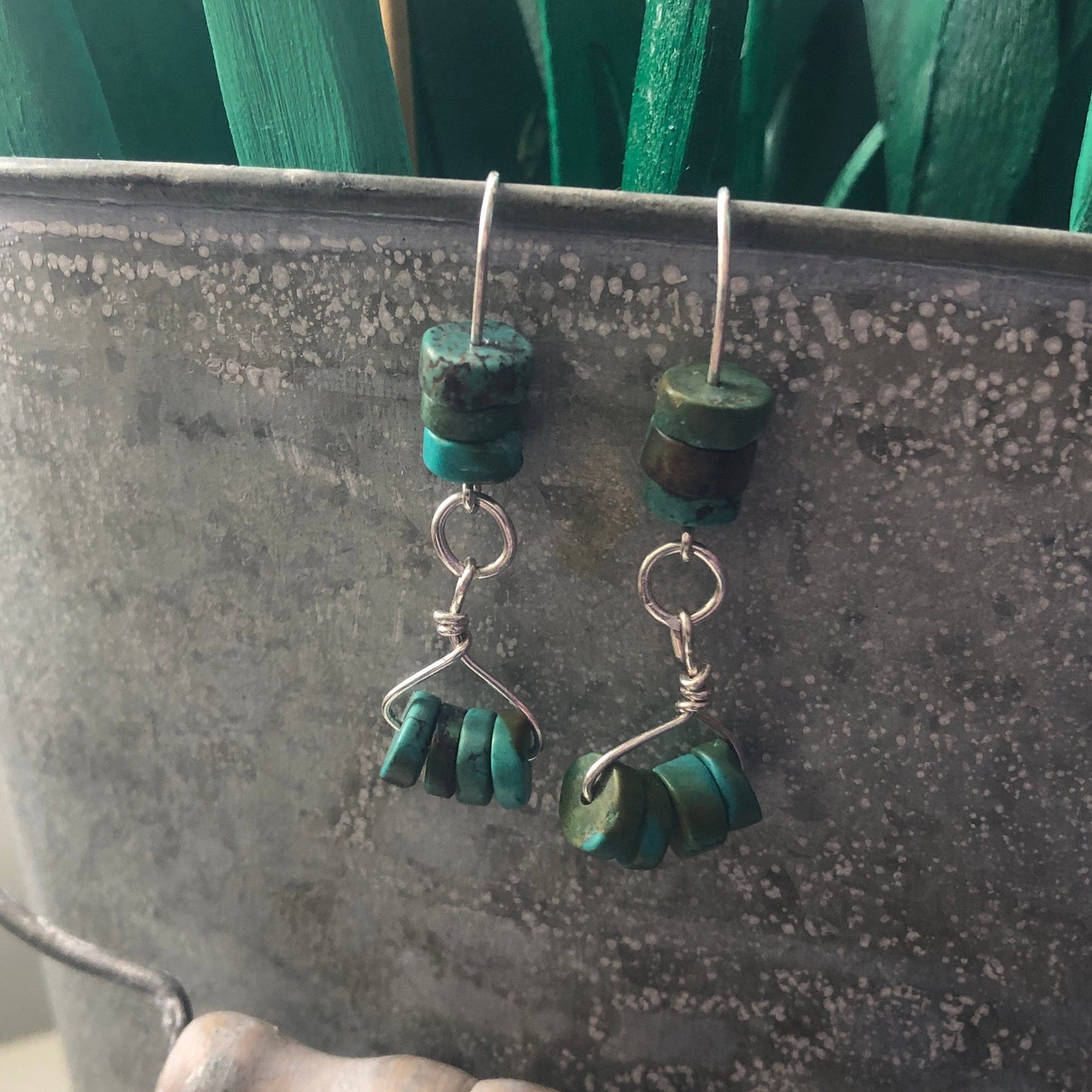Natural Turquoise 925 Silver Dangle Earrings Silver Chamber Jewellery Store