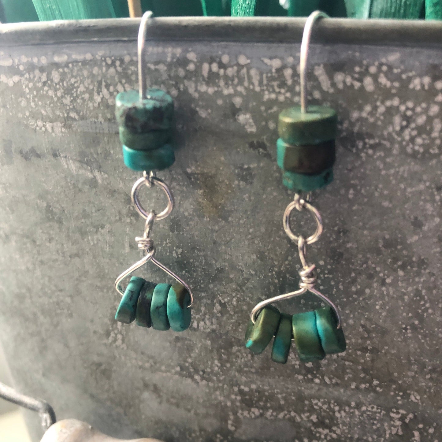 Natural Turquoise 925 Silver Dangle Earrings Silver Chamber Jewellery Store