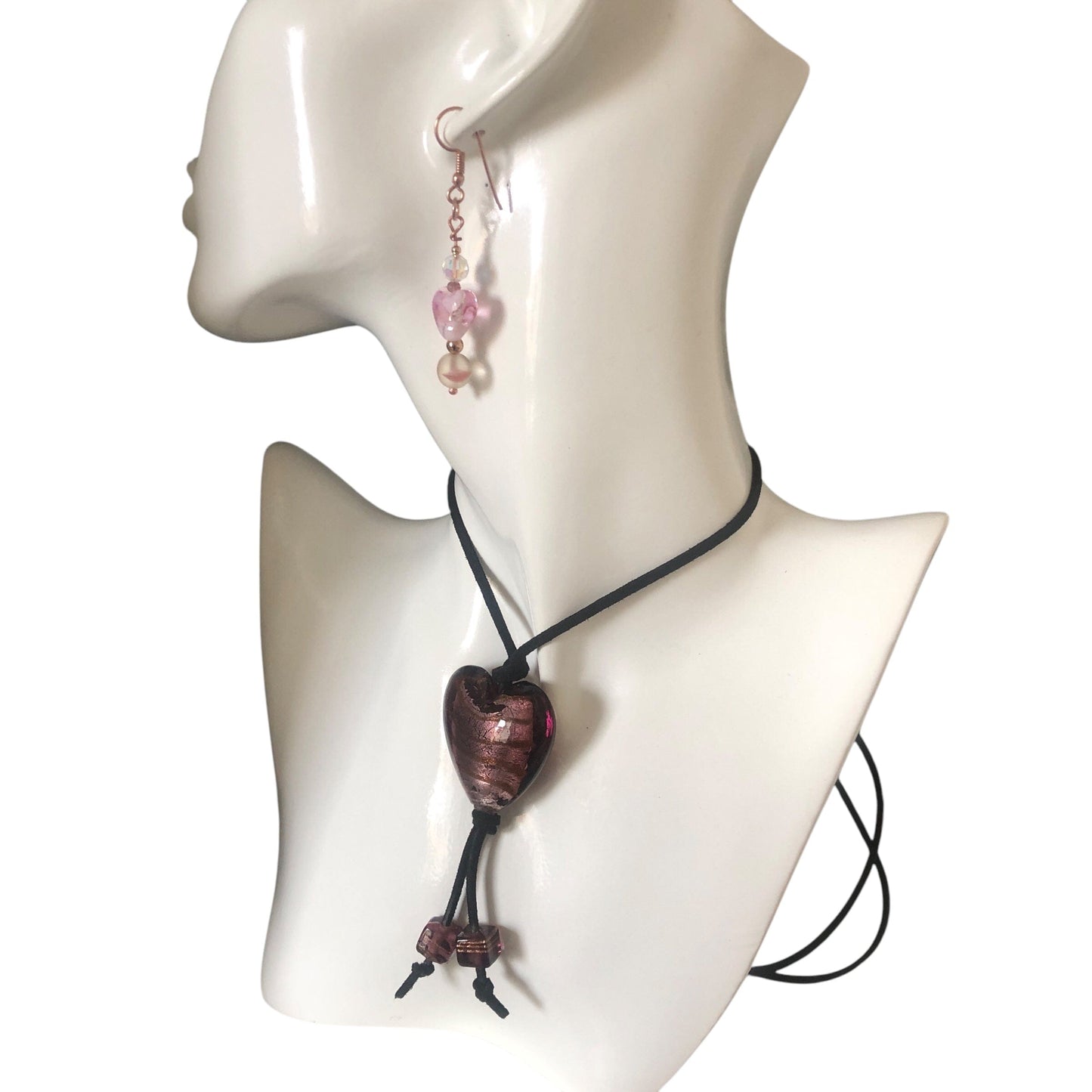 Purple Glass Heart Pendant Necklace Silver Chamber Jewellery Store