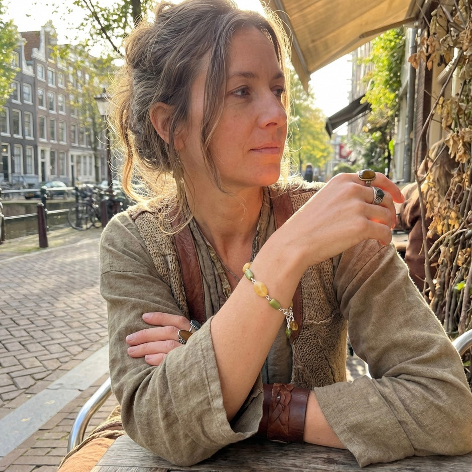 Yellow Aventurine and Lemon Jade Segmented Bracelet