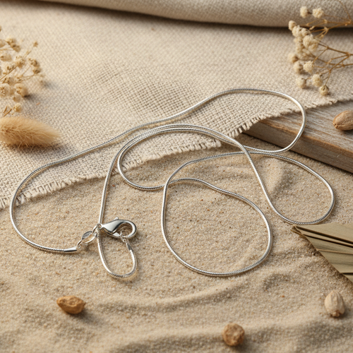 925 Silver snake chain necklace , round style, 54 cm
