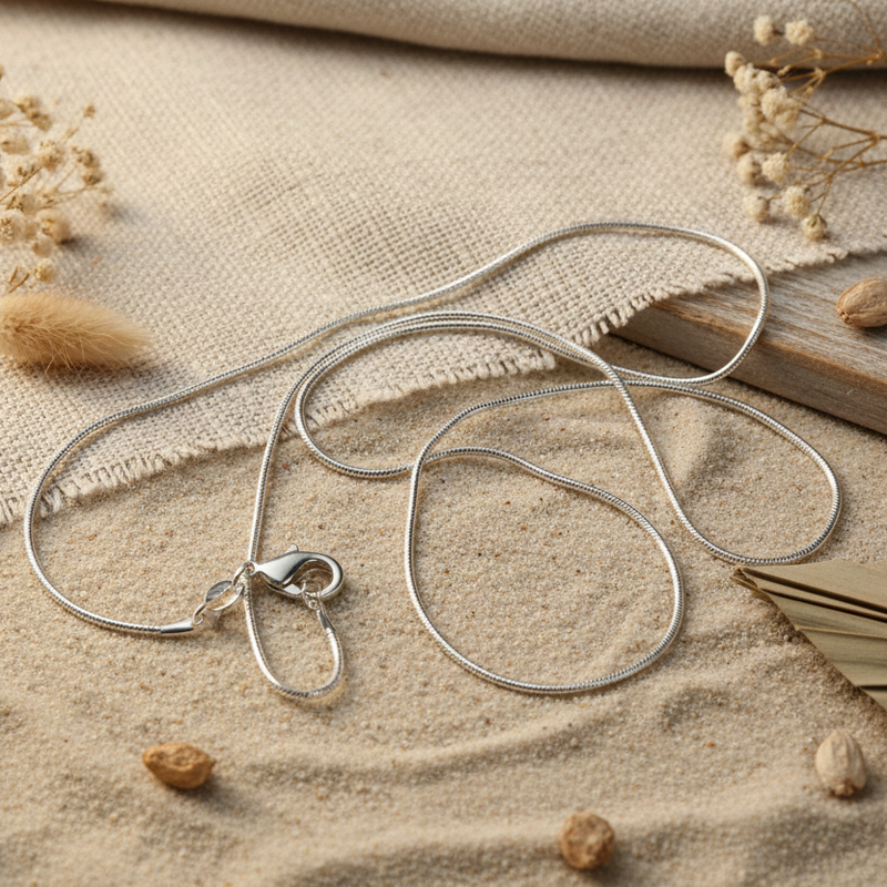 925 Silver snake chain necklace , round style, 54 cm