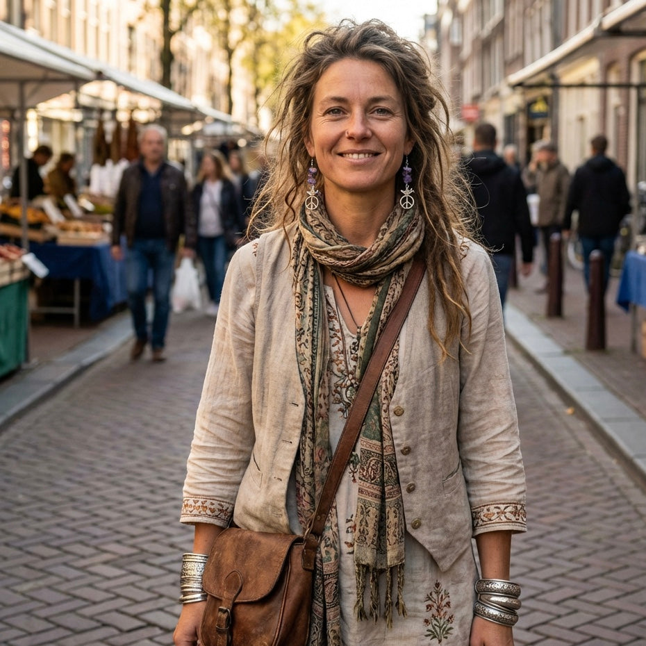 Peace Dove Amethyst Dangle Earrings