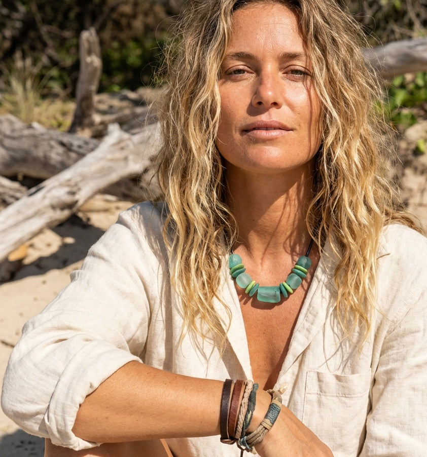 Sea Glass Beaded Necklace - Silver Chamber Jewellery Store