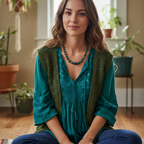 Green and blue lapis lazuli beaded choker necklace