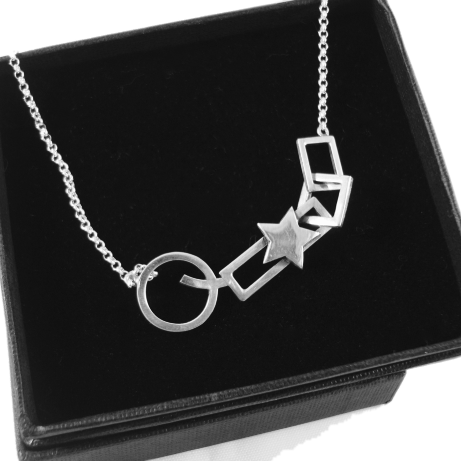 925  Silver Abstract Geometric Necklace Silver Chamber Jewellery Store