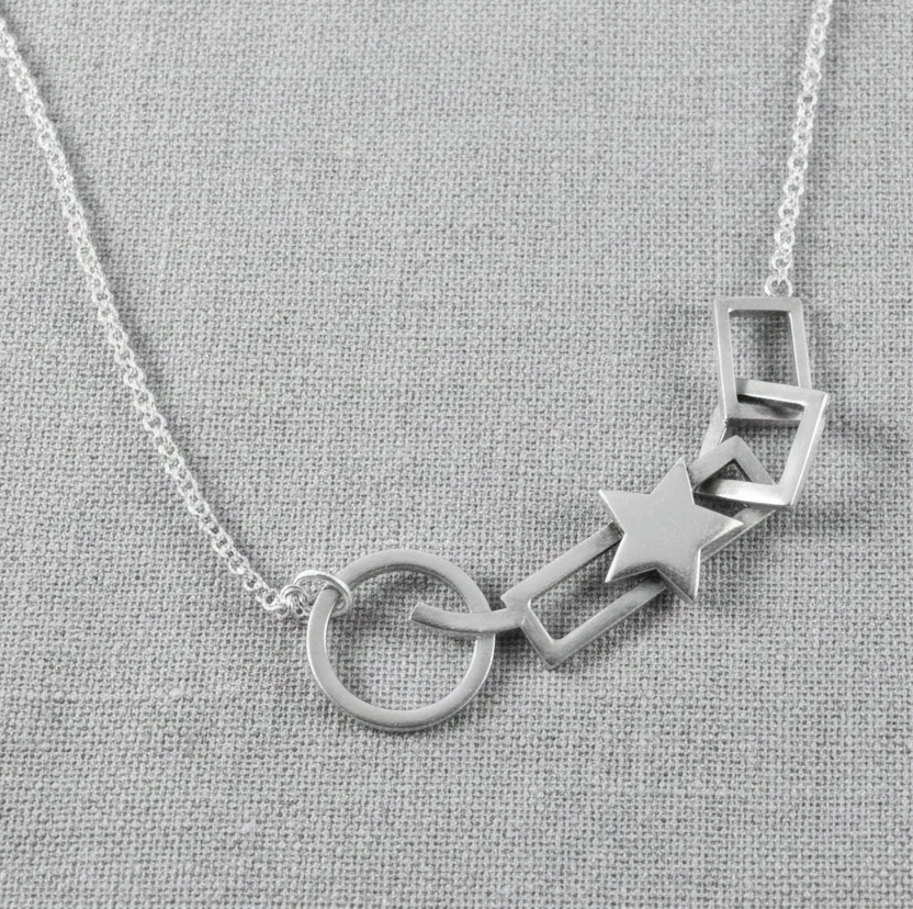 925  Silver Abstract Geometric Necklace