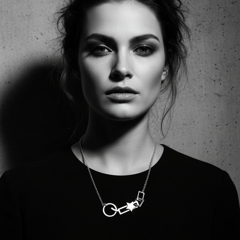 925  Silver Abstract Geometric Necklace