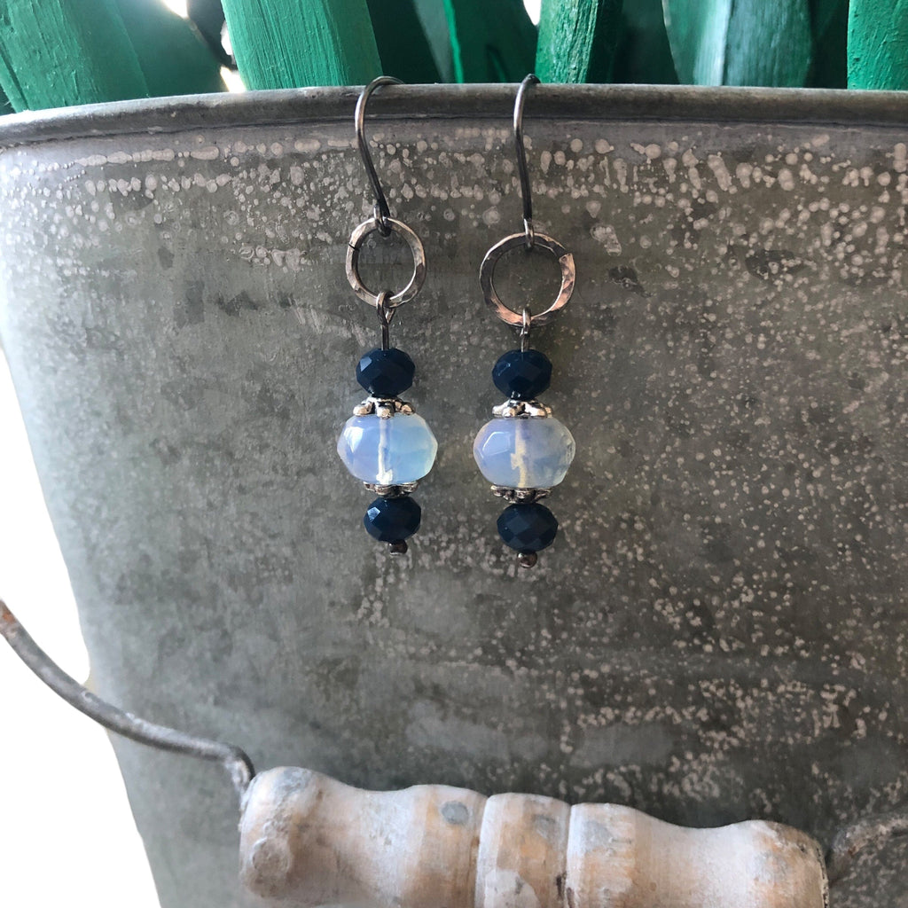 925 Silver and Opalite Dangle Earrings Silver Chamber Jewellery Store