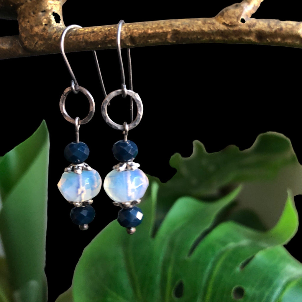 925 Silver and Opalite Dangle Earrings Silver Chamber Jewellery Store