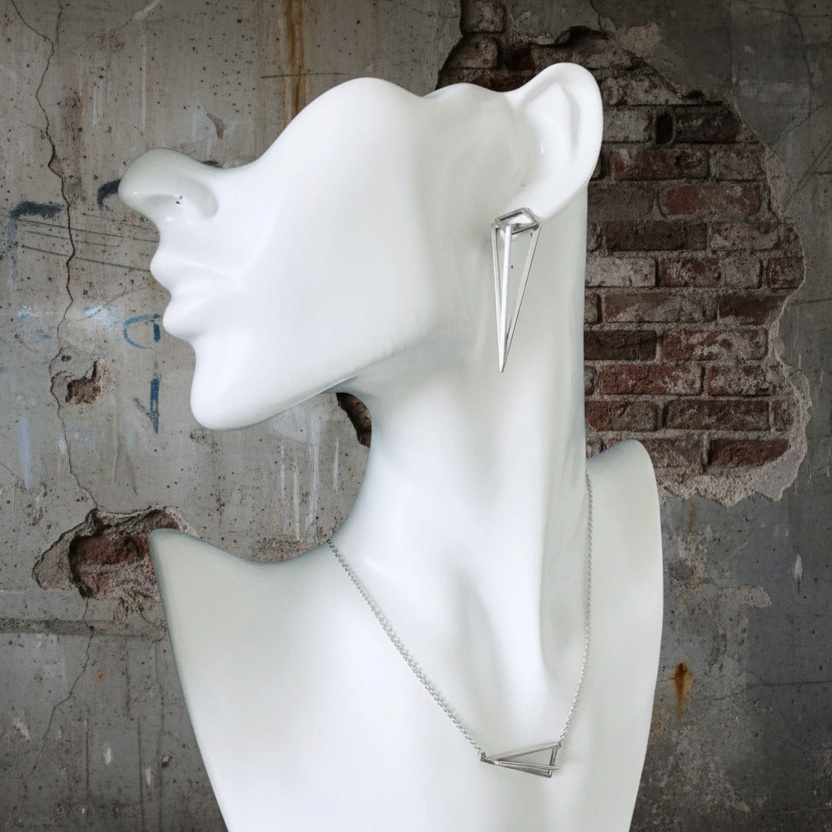 925 Silver Pyramid Pendant Necklace