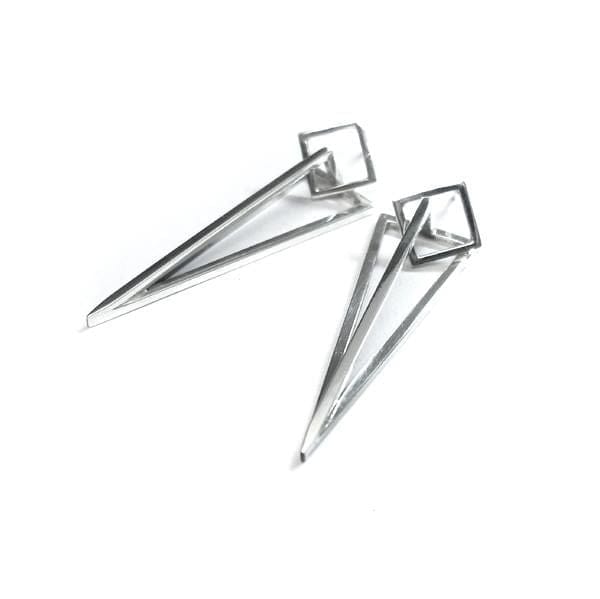 925 Silver Pyramid Stud Earrings Silver Chamber Jewellery Store