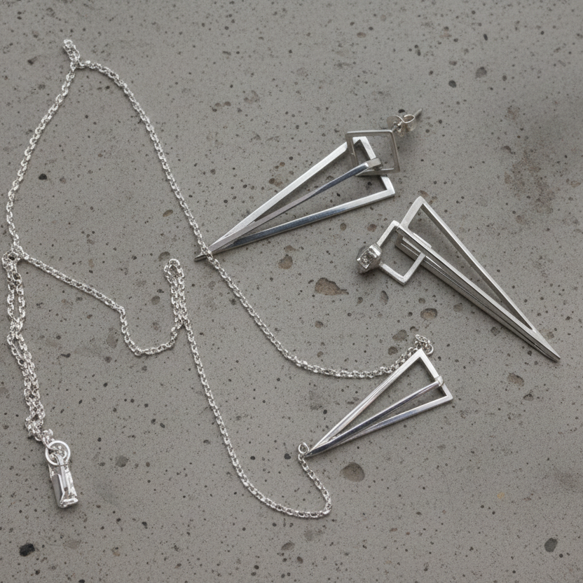 925 Silver Pyramid Stud Earrings