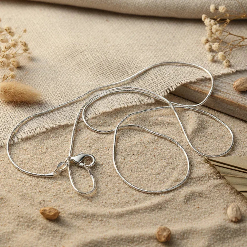 925 Silver snake chain necklace , round style, 54 cm - Silver Chamber Jewellery Store