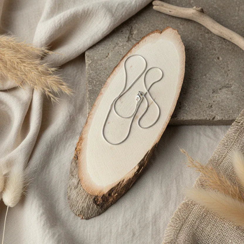 925 Silver snake chain necklace , round style, 54 cm - Silver Chamber Jewellery Store