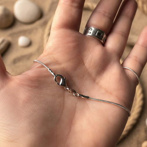 925 Silver snake chain necklace , round style, 54 cm