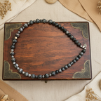 Landscape Jasper and Larvikite Labradorite Beaded Necklace - Handmade, One-of-A-Kind - Silver Chamber Jewellery Store