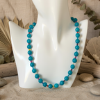 Blue Quartz and Swarovski Crystals Beaded Necklace - Handmade, One-of-A-Kind - Silver Chamber Jewellery Store