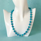 Blue Quartz and Swarovski Crystals Beaded Necklace - Handmade, One-of-A-Kind - Silver Chamber Jewellery Store