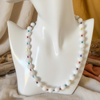 White Quartz and Swarovski Crystals Beaded Necklace - Handmade, One-of-A-Kind - Silver Chamber Jewellery Store