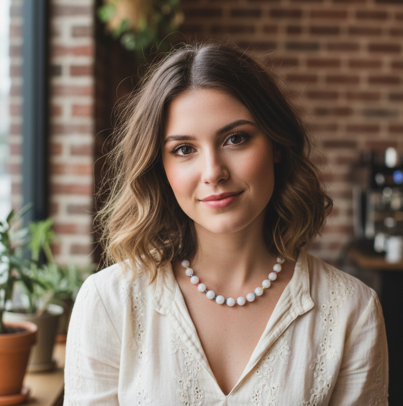 White Quartz and Swarovski Crystals Beaded Necklace