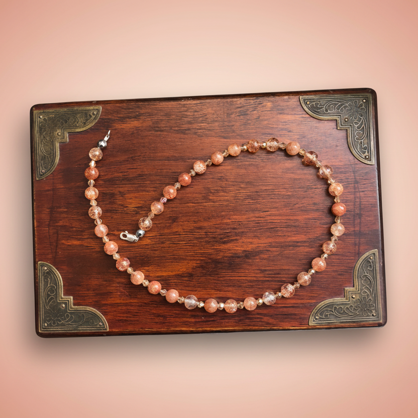 Crackle Quartz and Czech Crystal Beaded Necklace