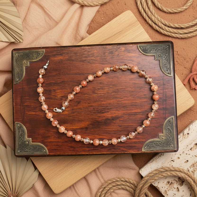 Crackle Quartz and Czech Crystal Beaded Necklace - Handmade, One-of-A-Kind - Silver Chamber Jewellery Store