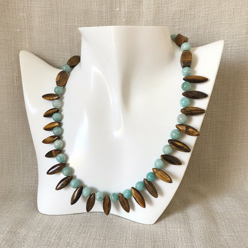 Amazonite and Tiger’s Eye Beaded Necklace