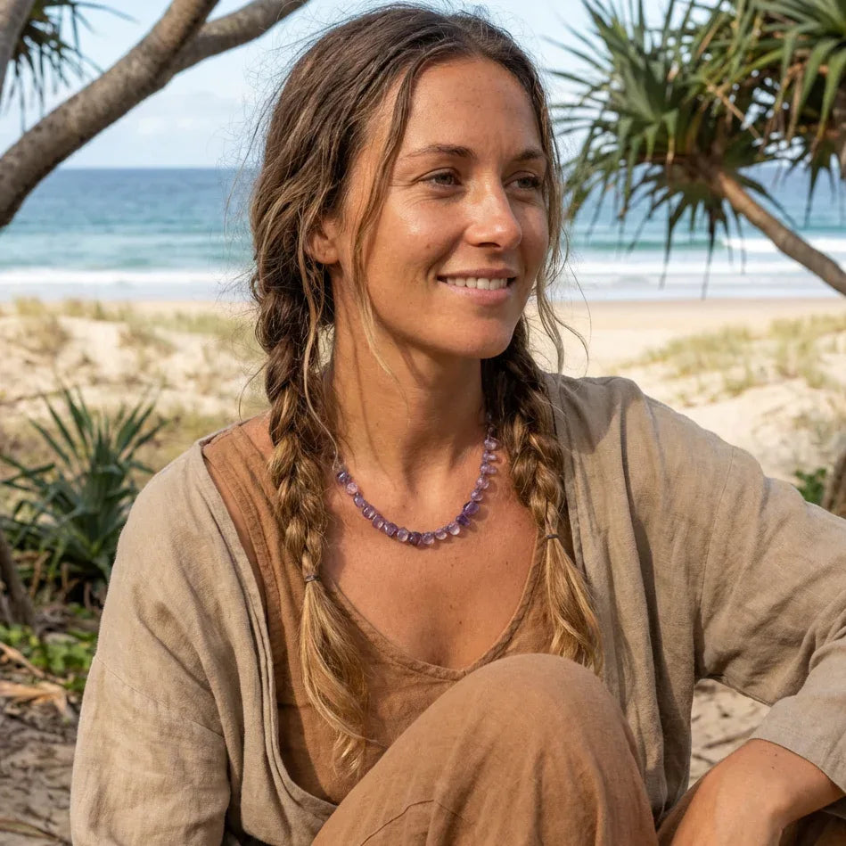 Amethyst and Crystal Beaded Necklace - Silver Chamber Jewellery Store