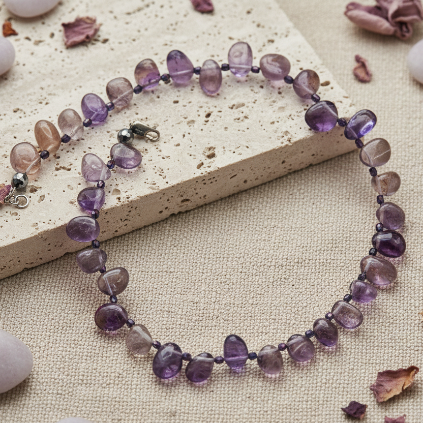 Amethyst and Crystal Beaded Necklace