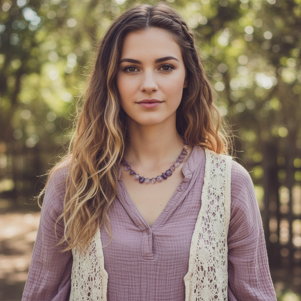 Amethyst and Crystal Beaded Necklace
