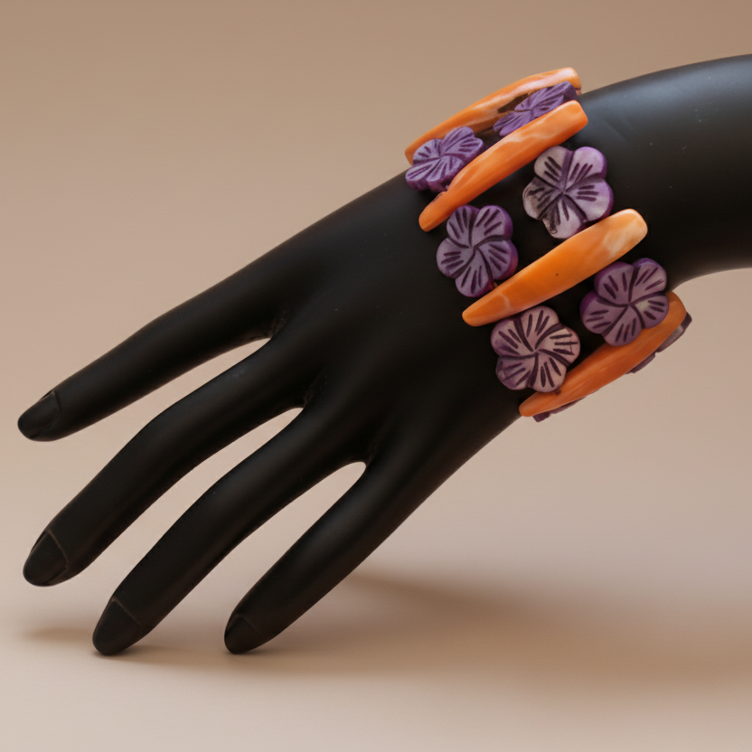 Orange and Purple Mother of Pearl Bracelet