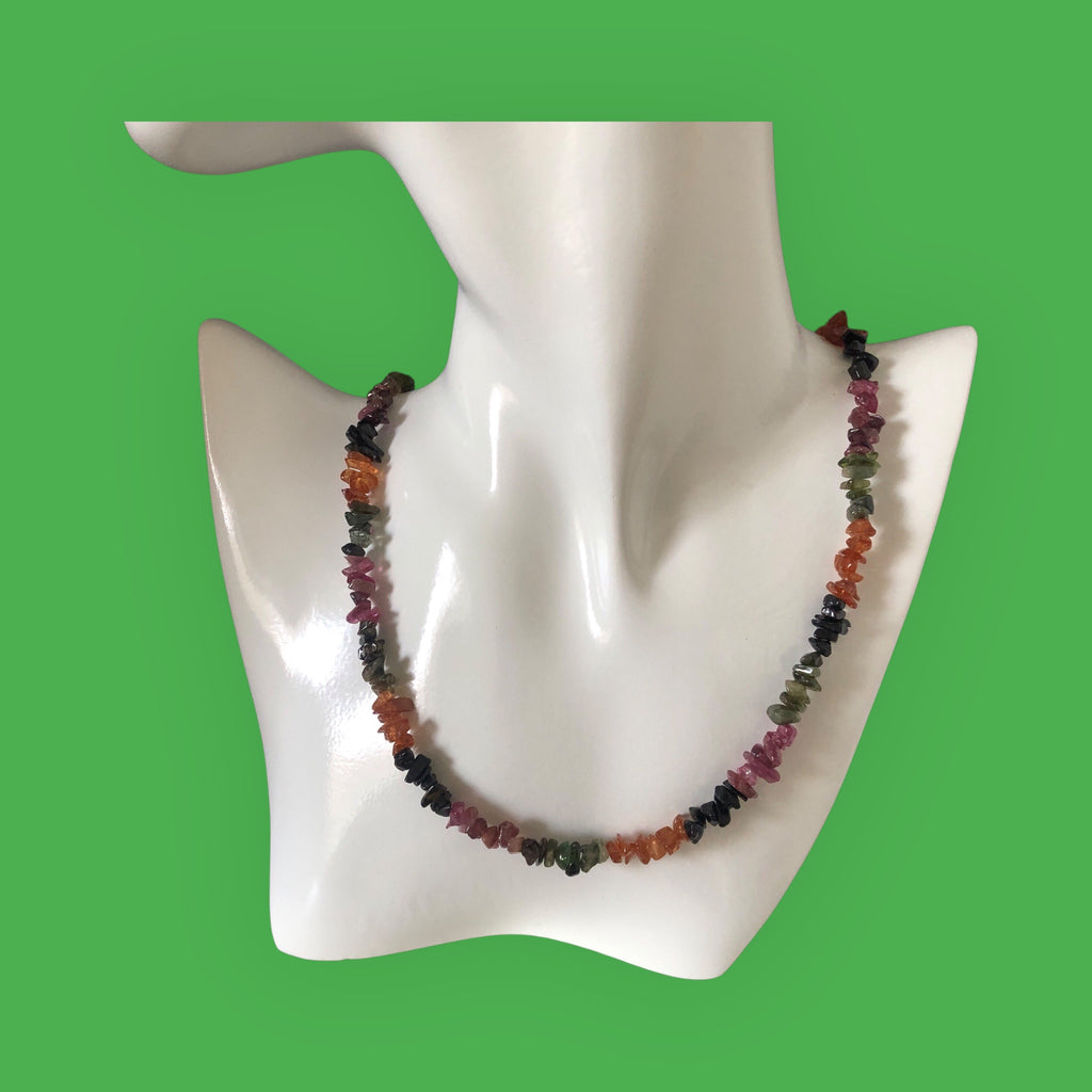 Watermelon Tourmaline Chip Necklace