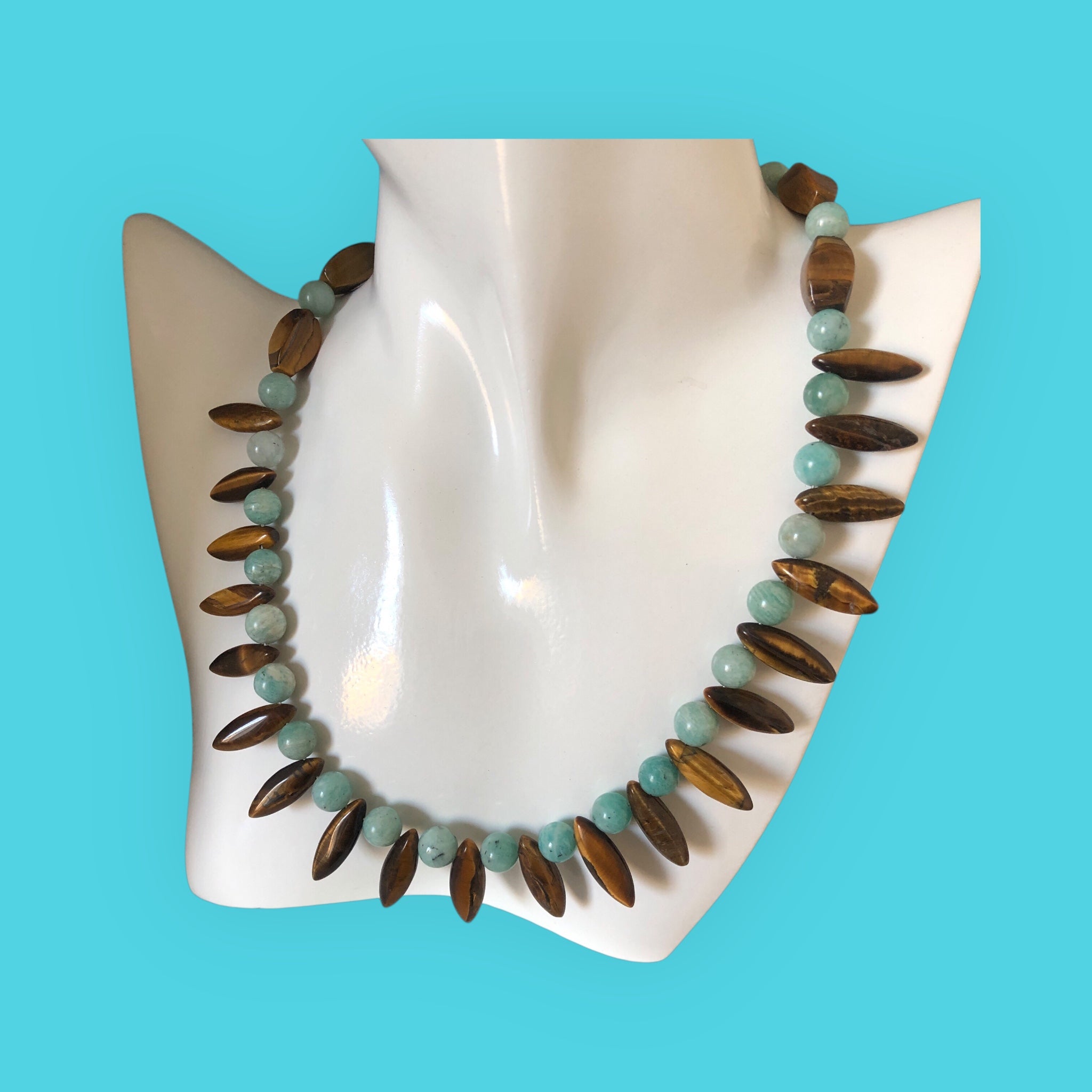 Amazonite and Tiger’s Eye Beaded Necklace