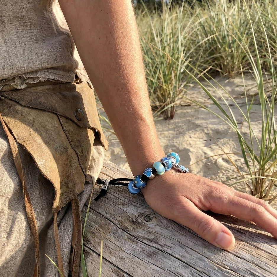 Blue Glass Charm Bracelet