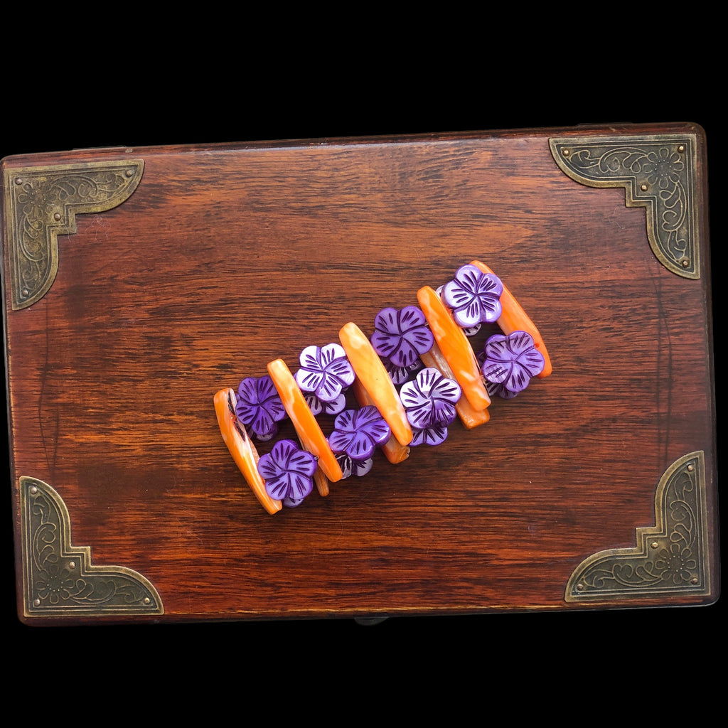 Orange and Purple Mother of Pearl Bracelet