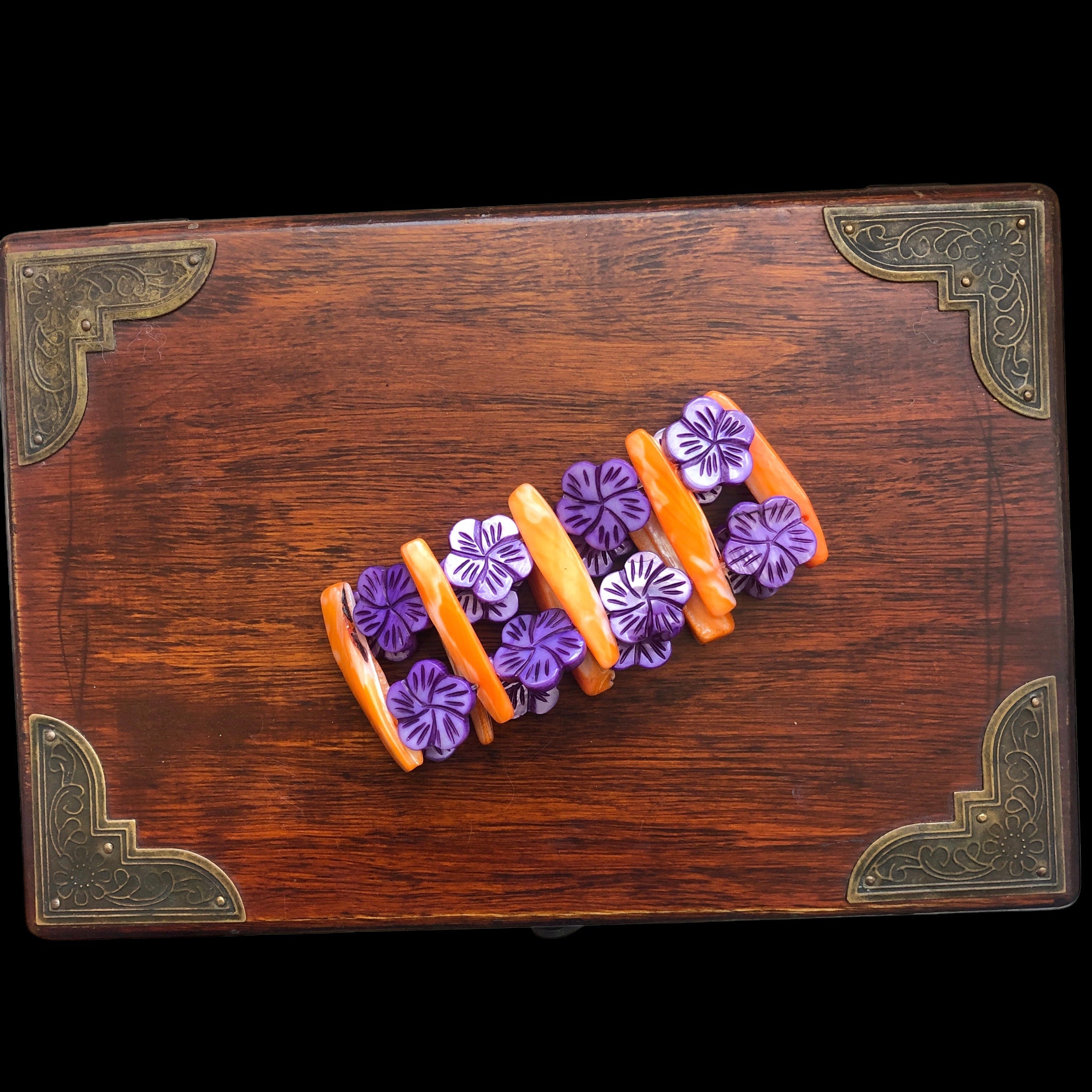 Orange and Purple Mother of Pearl Bracelet