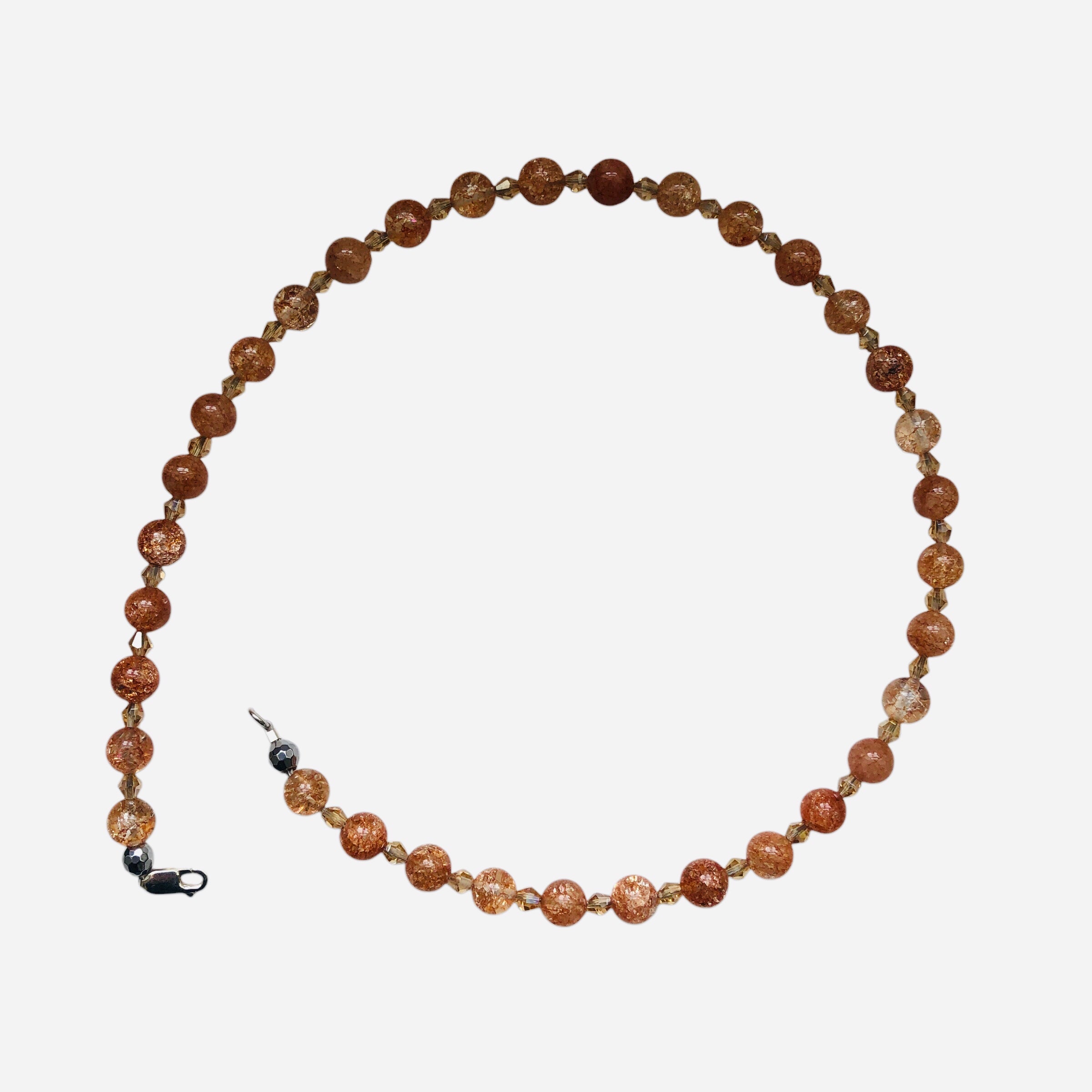 Crackle Quartz and Czech Crystal Beaded Necklace