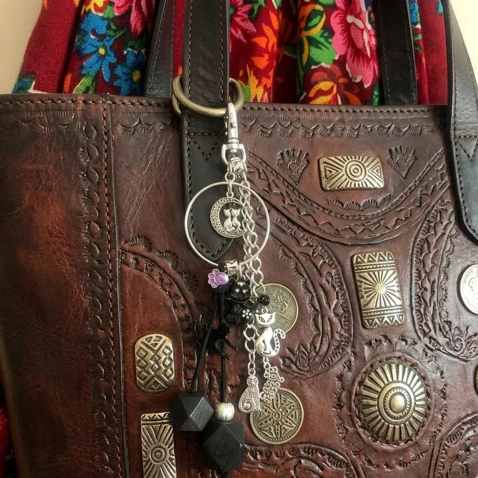 Cats Handmade Bag Charm - Silver Chamber Jewellery Store