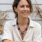 Moonstone and Blue Tiger Eye Beaded Necklace with Labradorite Pendant - Silver Chamber Jewellery Store